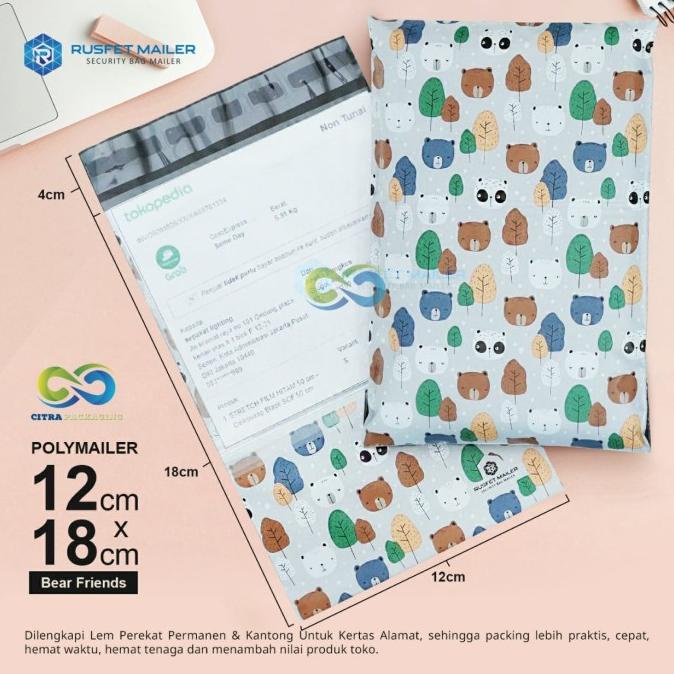 

PLASTIK PACKING POLYMAILER - AMPLOP PENGIRIMAN ONLINE SHOP - 12 X 18 - BEAR PANDA bisa cod