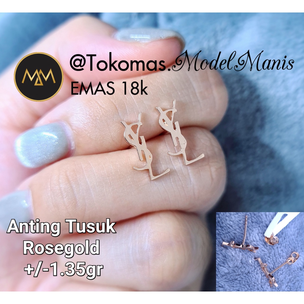 Anting Tusuk Fashion emas italy 750 kadar 18k