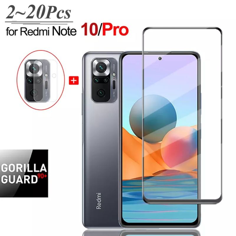 PROMO 3IN1 TEMPERED GLASS LAYAR KAMERA SKIN CARBON REDMI NOTE 10 / 10 PRO ANTI GORES DEPAN BELAKANG