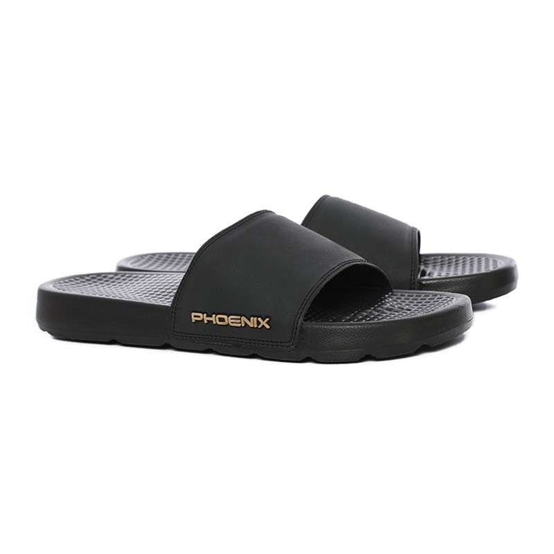 Phoenix Hershel Sandal Slip On Pria - Black/Gold