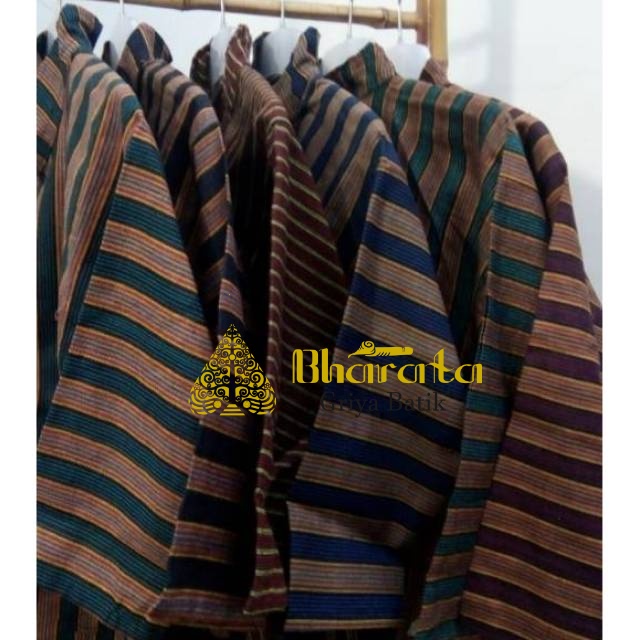 Pakaian Kemeja Lurik Pria Lengan Panjang Baju Tradisional Jawa Lurik Allsize Jumbo