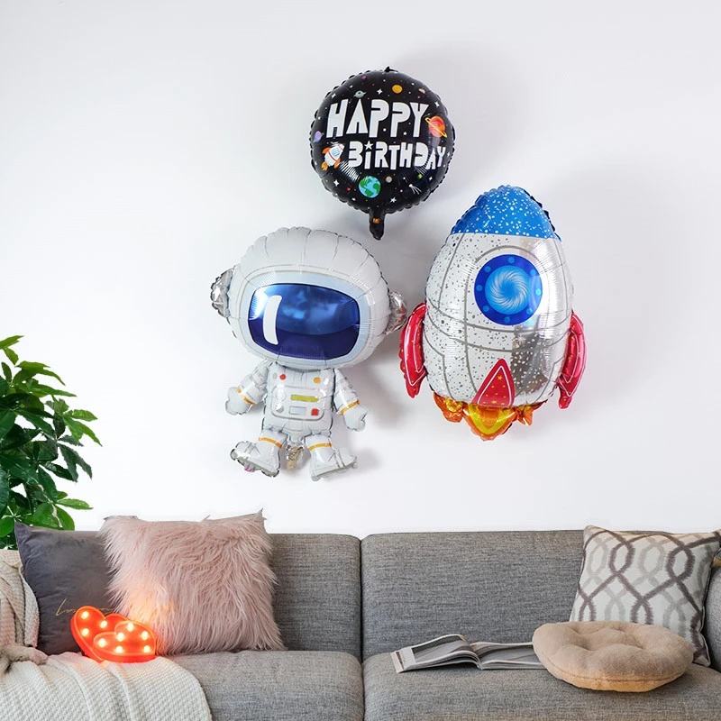 1pc Balon Foil Bentuk Roket Astronot 3d Untuk Dekorasi Pesta Ulang Tahun Anak