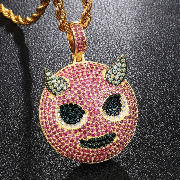 Kalung Liontin Iblis Kecil Bahan Zirkon Gaya hip-hop Eropa Dan Amerika Untuk Hadiah Ulang Tahun