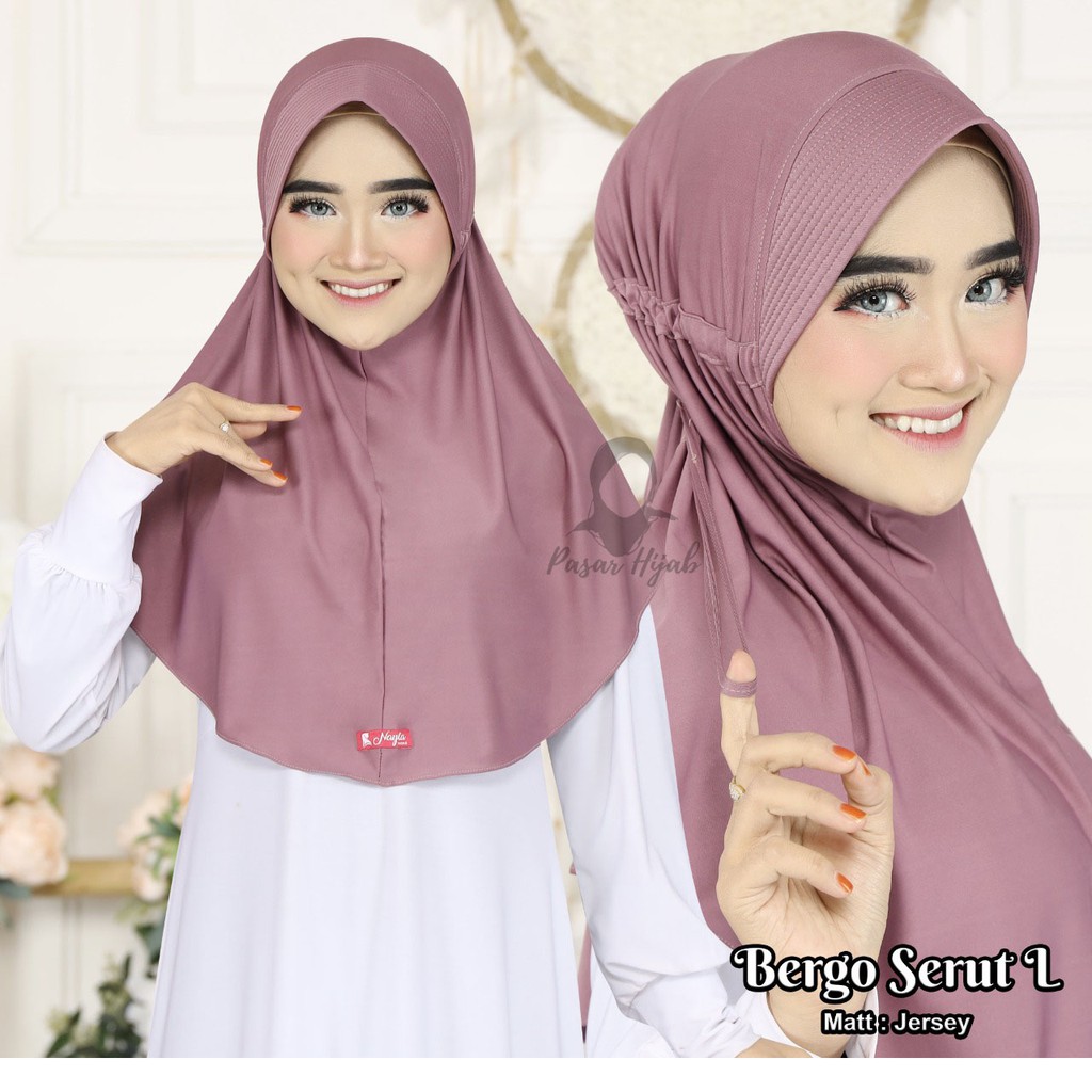 Jilbab Instan Bergo Serut Size L Hijab Instan Jersey Premium Ori Nayla Hija'b Kerudung Bergo Pasar Hija'b