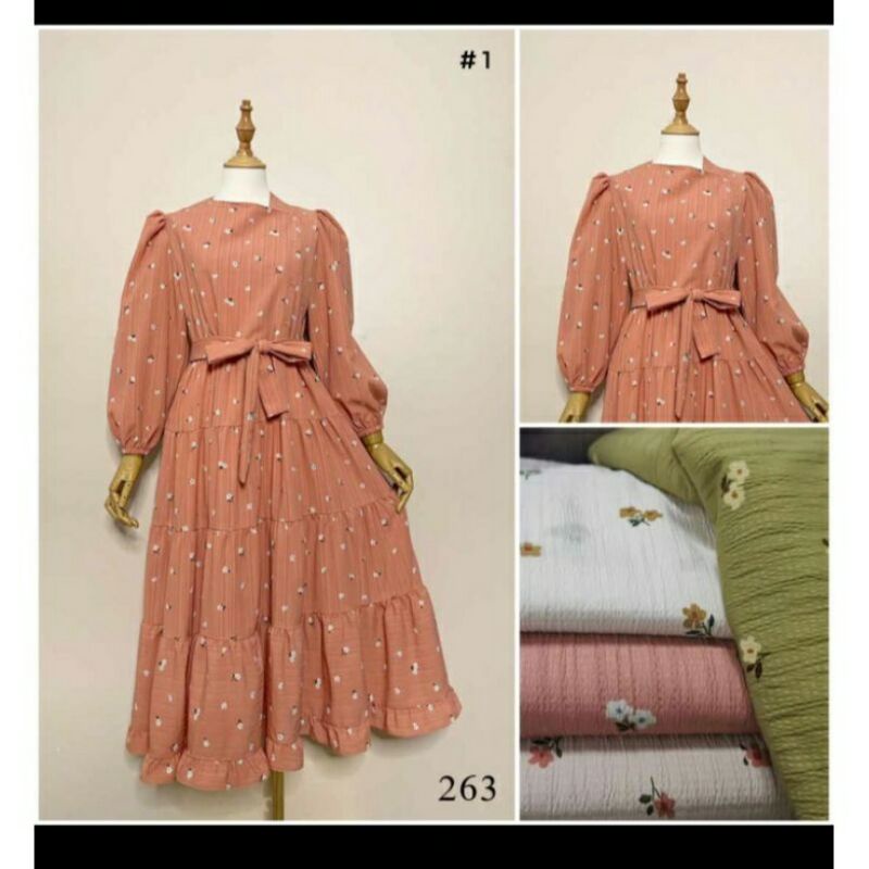 midi Jadore bunga kancing samping