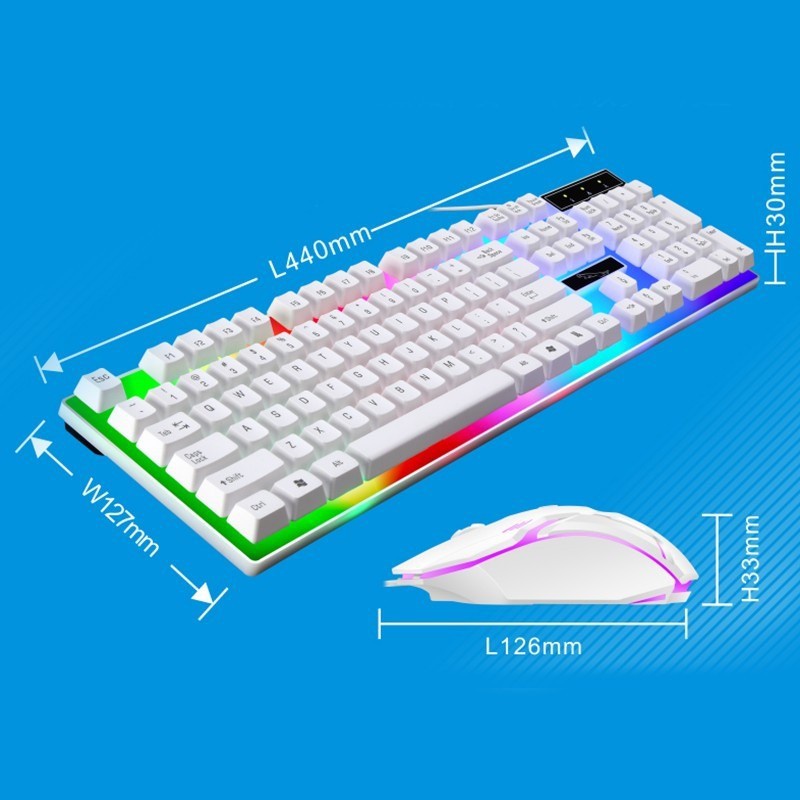 iFOX G21 Combo Paket Keyboard Cable Gaming + Mouse Gamer Kabel RGB LED Backlight Fullsize