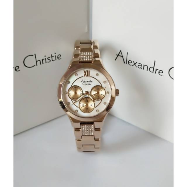 Jam tangan wanita- alexandre christie 2731 gold white original