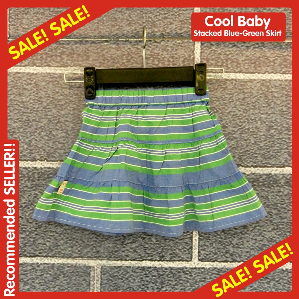 Rok Garis Biru Hijau Putih Bayi Perempuan Branded COOL BABY