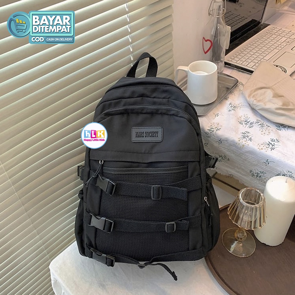 HLK Tas Sekolah Ransel Anak Wanita Remaja Laki-Laki dan Perempuan SND Terbaru 2021 Murah-HITAM