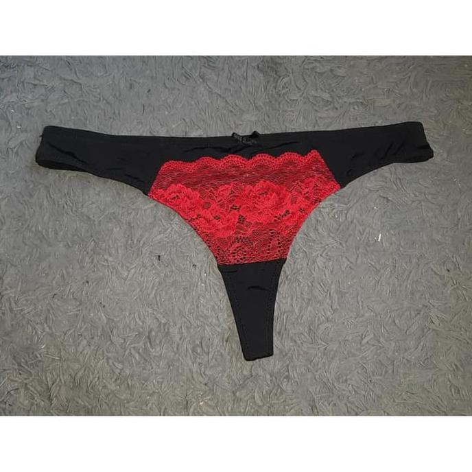 Terlarisseller# Thong Boohoo Color Black With Red Lace