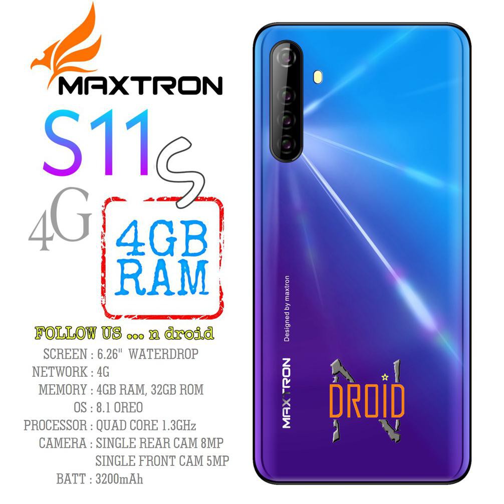 ✨ BISA COD✨ (RAM 4GB) MAXTRON S11s 4G - HP ANDROID 4G 6,26" RAM 4GB/32GB - SMARTPHONE - HP