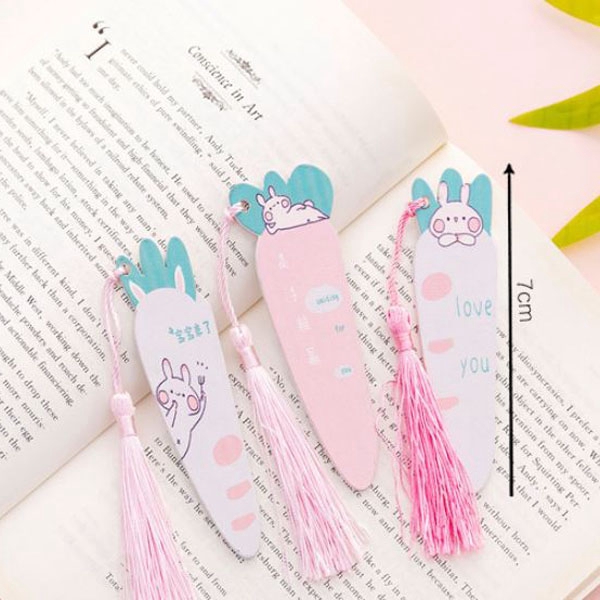 OILA pembatas buku kelinci wortel carrot rabbit tassel bookmark (4B3) skl026