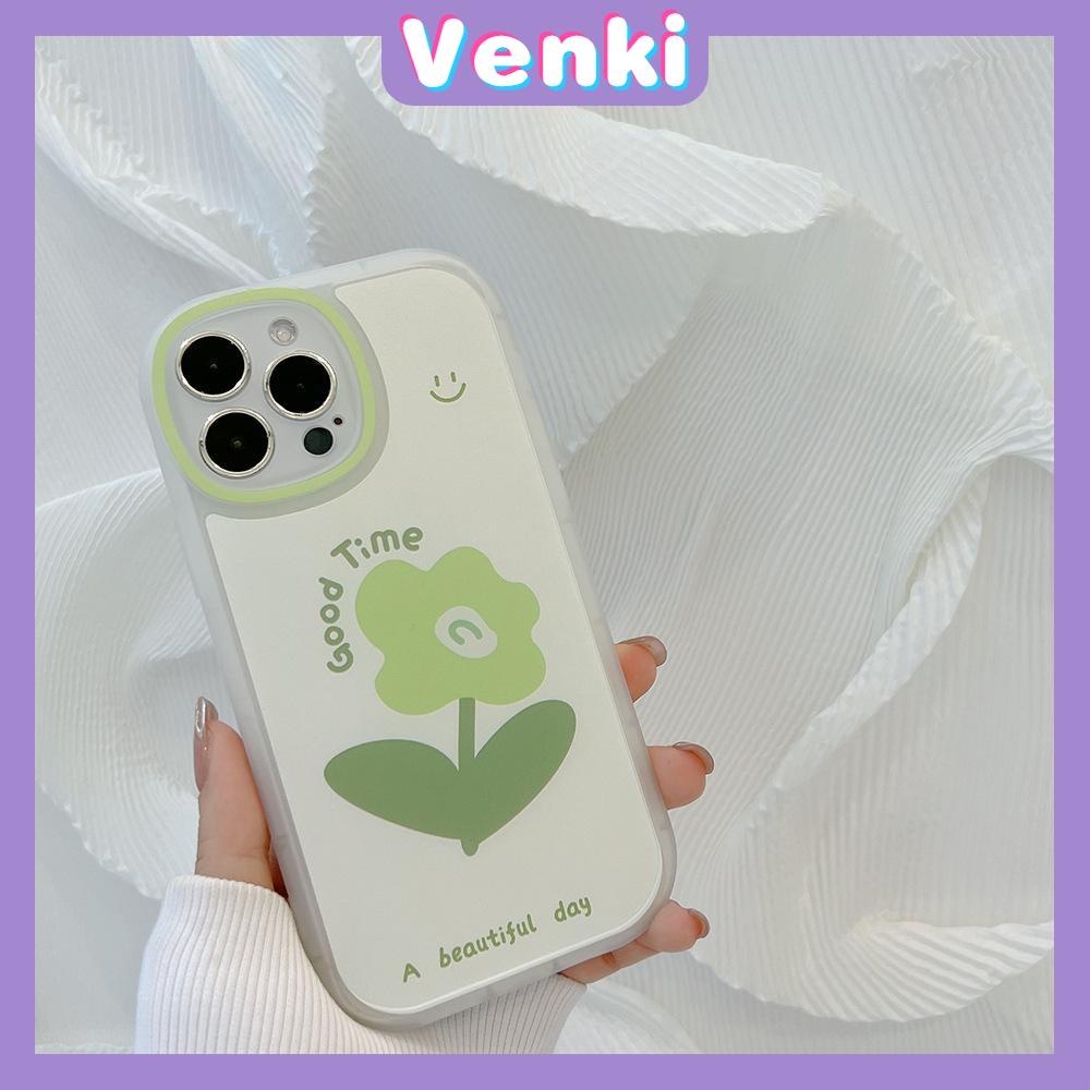 iPhone Case Silicone Soft Case Clear Case TPU Airbag Shockproof Full Coverage Protection Camera Green Flower For iPhone 13 Pro Max iPhone 12 Pro Max iPhone 11 iPhone 7 Plus