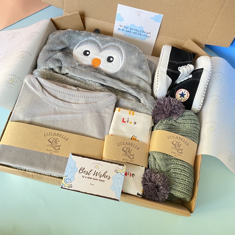 HAMPERS BAYI | KADO LAHIRAN BAYI / NEWBORN GIFT / HAMPERS BABY-OWL GREY