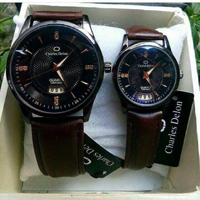 Jam tangan couple CHARLES DELON 100% ORIGINAL ada tanggal