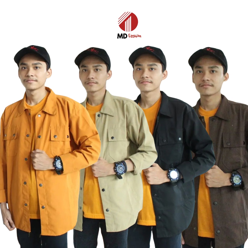 Jaket Kemeja Semi Parka Jumbo Pria Wanita Canvas Ukuran XL XXL Casual Formal Kerja Kuliah Outfit Ter