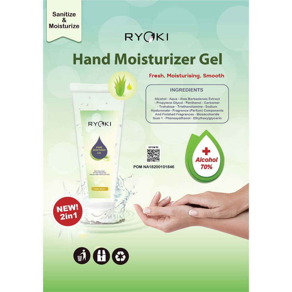 Hand Sanitizer RYOKI BPOM 60gr Hand Moisturizer handsanitizer Gel