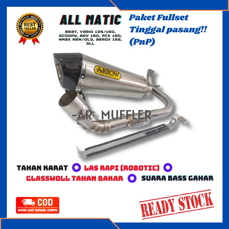 Knalpot Racing Arrow Titan Nmax New Old Aerox 155 Lexi Mio Vario 125 150 Beat Scoopy ADV 150 PCX 150