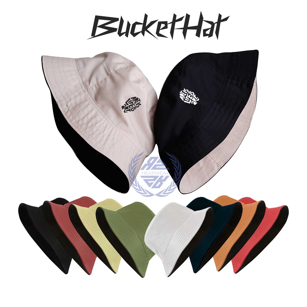 Topi Bucket Hat Logo Art Is LifeTopi Bucket Bolak-balik Pria Outdor Topi Bucket Distro Topi Ember Wanita Pria