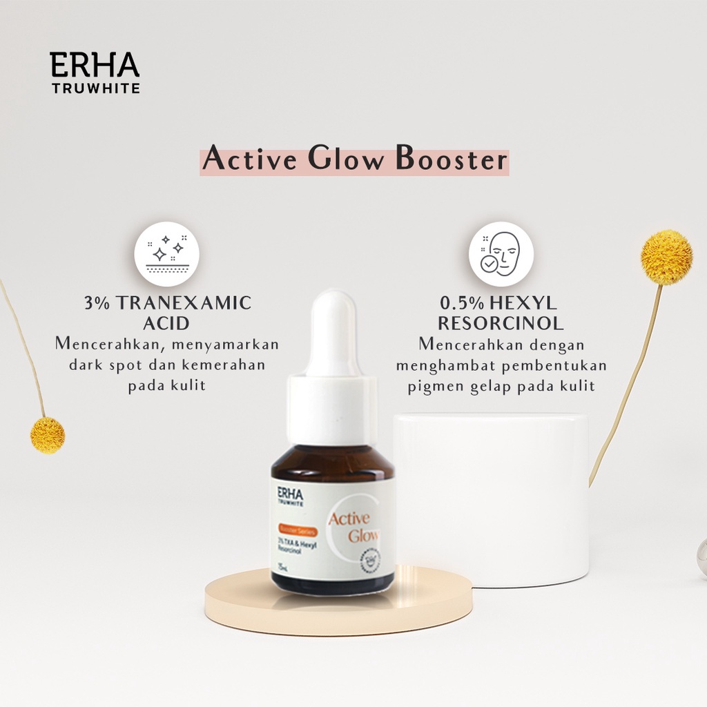 ERHA Serum Wajah 2 Pcs - Truwhite Vit C Brightening + Booster Active Glow Glam Skin