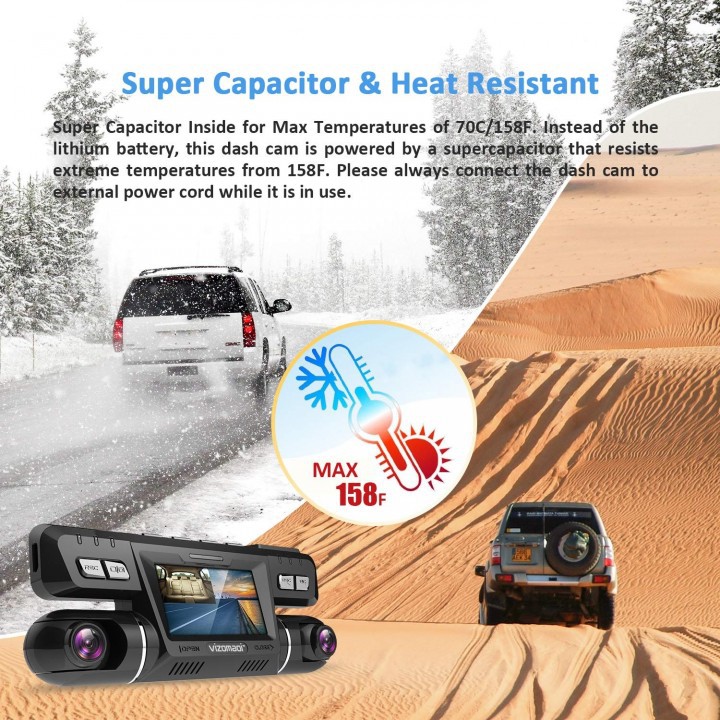 DASHCAM P28 - Dual Lens Rotatable DVR WiFi Camcorder with LCD Display