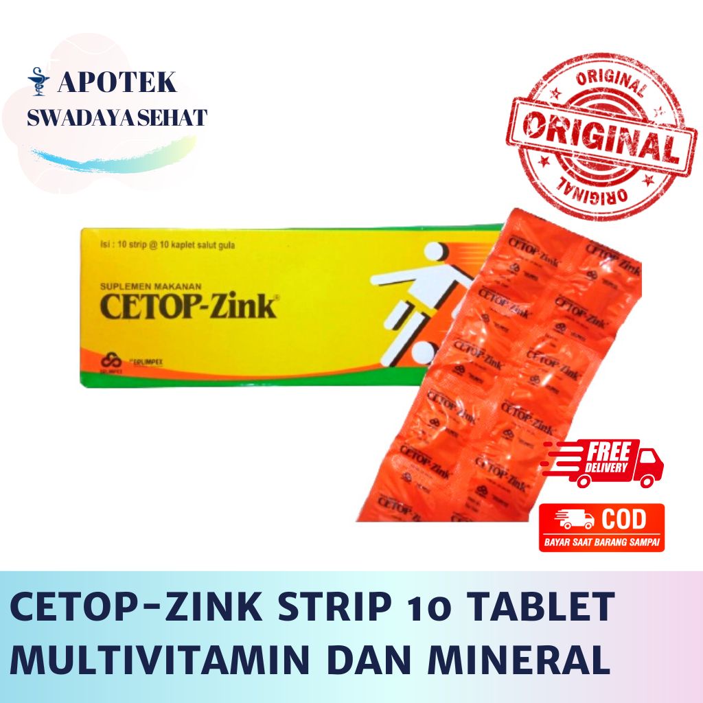 CETOP-ZINK STRIP 10 Tablet - Multivitamin dan Mineral Daya Tahan Tubuh Cetop Zink