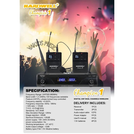 MIC WIRELESS HARDWELL CHAMPION 1 CLIP ON