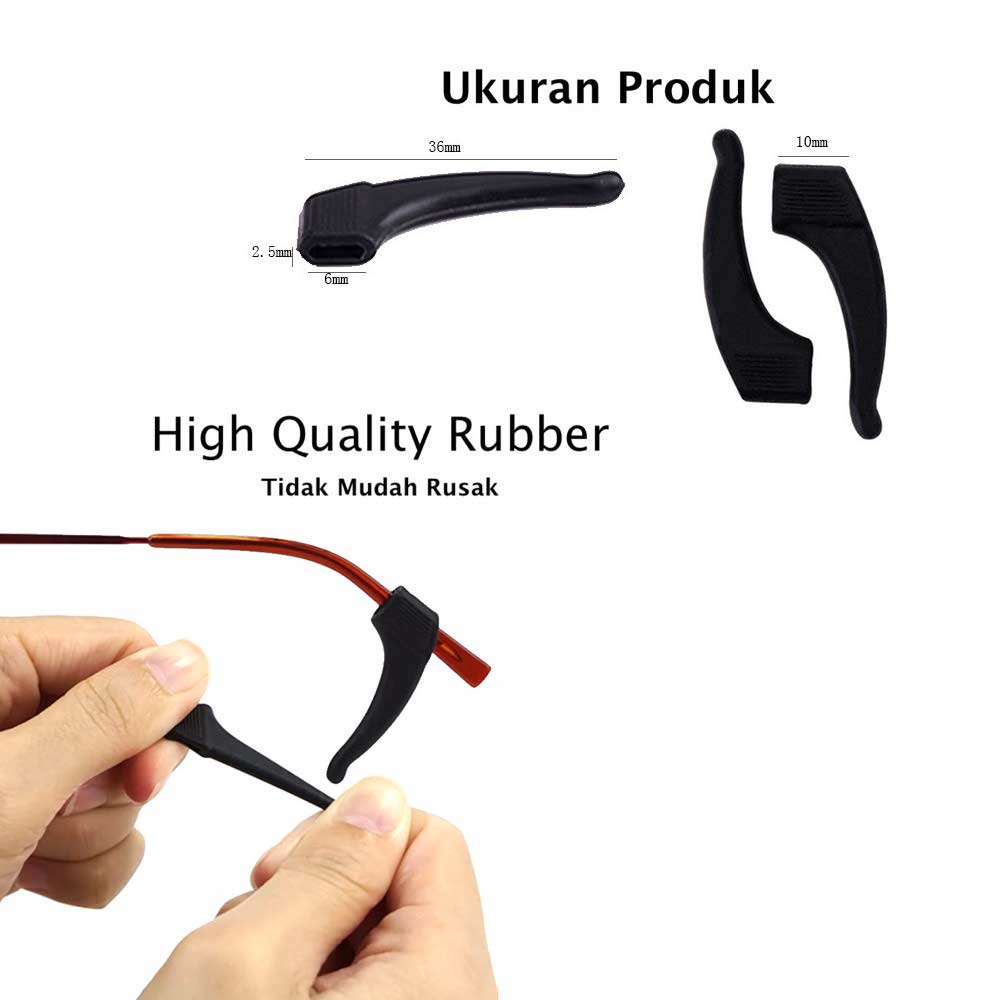 1 Pasang [ Biru Muda ] Pengait Kacamata Silikon - Anti Slip - Earhook Silicone - Penahan Hijab Style - KP866