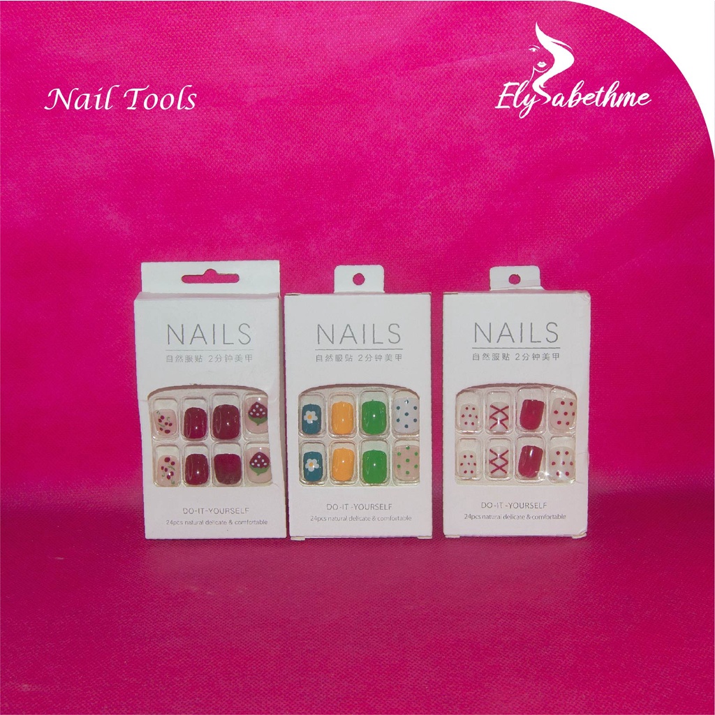 ✿ELYSABETHME✿ Kuku palsu 3D fake nail nailart tempel import korea kualitas bagus