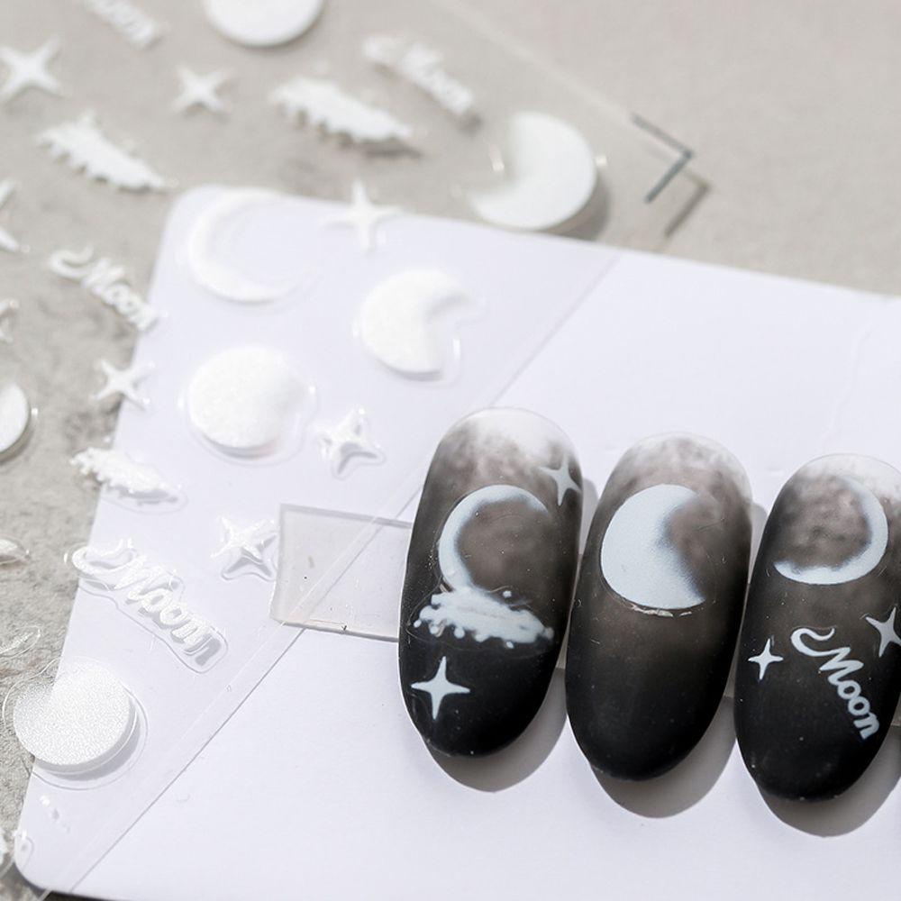 Mxbeauty Huruf Stiker Nail Art Garis Individualitas Cinta Hati Bulan Bintang Perekat Diri Dekorasi Kuku DIY