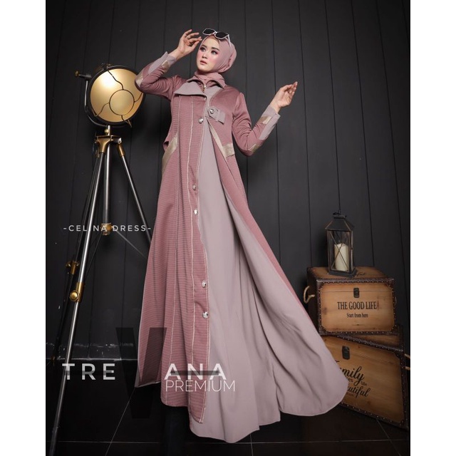 Celina Dress ORI by Trevana / Gamis Set Syar'i / Gamis Pesta / Dress Muslimah / Baju Syar'i Terbaru / Gamis Pesta Mewah / Fashion Muslimah Branded-H