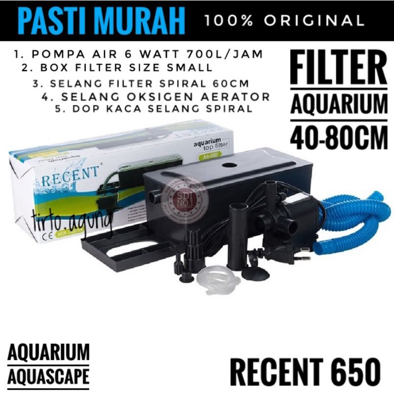 TOP FILTER BOX 1 SET aquarium fullset 40cm 50cm 60cm RECENT ARMADA TAKARI RC-650 low watt