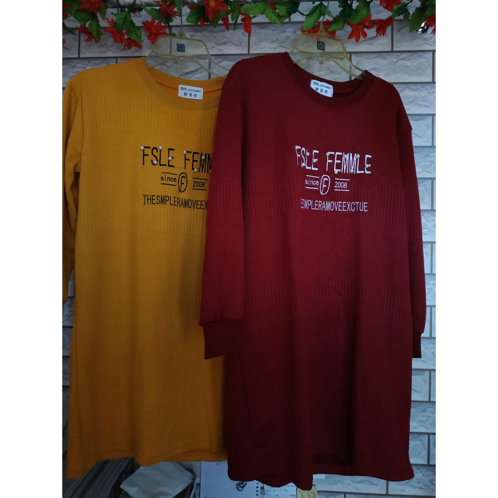 TUNIK JUMBO WANITA  BAHAN KAOS RAJUT IMPORT UKURAN LD 110
