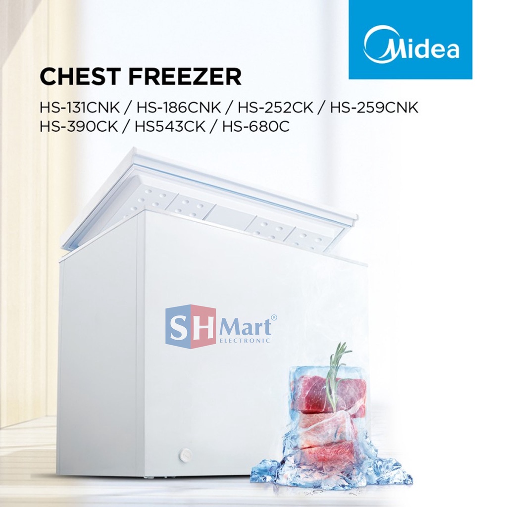 CHEST FREEZER MIDEA KAPASITAS 450 LITER HS-543CK / HS543CK / HS 543 CK GARANSI RESMI (MEDAN)