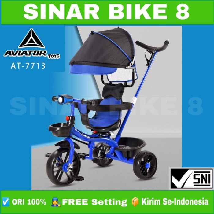 Sepeda Anak Roda Tiga  AVIATOR AT 7713 Kursi Bisa di Putar 360° Tricycle