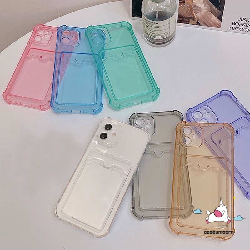 Card Holder Case Samsung A14 A13 A04 A04E A73 A53 A33 A23 A03 A32 A52 A72 A10s A22 A12 A02 A20 A30 A71 M12 S22 M02 A03 A51 A21s A02s A50 A50s A30s Shockproof Clear Soft Back Cover