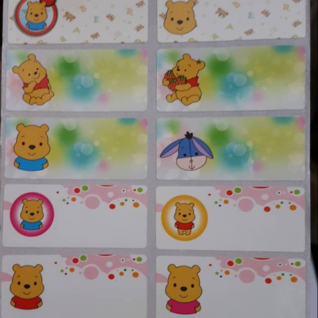 

label nama BABY POOH ukuran XL stiker nama waterproof
