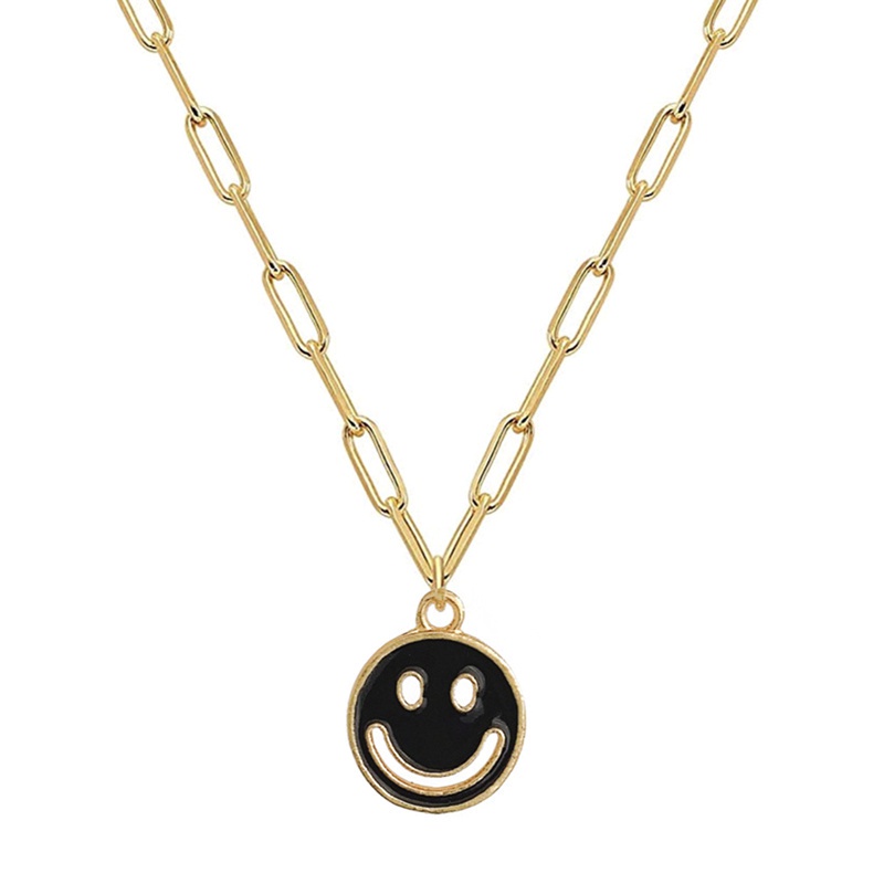 Fashion INS Colorful Enamel Necklace Popular Cute Smiling Lady Necklace Light Luxury Alloy Jewelry