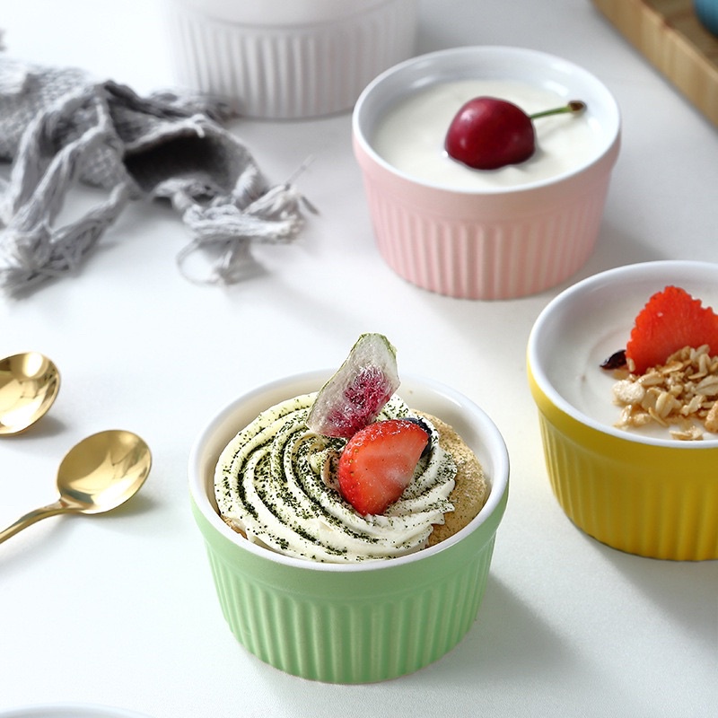 Ramekin Bowl Mangkuk Keramik Kecil Baking Oven Cup Cake Mangkok Warna-warni Ceramic