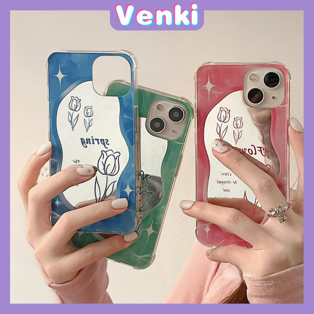 iPhone Case Acrylic HD Mirror Laser Airbag Shockproof Protection Camera Cute Line Rose Flower Compatible For iPhone 11 iPhone 13 Pro Max iPhone 12 Pro Max iPhone 7 Plus iPhone xr