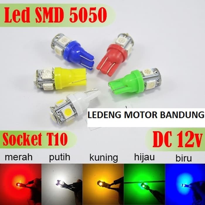 T10 Murah 5 Mata Led Jagung Sen Colok Senja Tancap Lampu Motor Mobil 12v