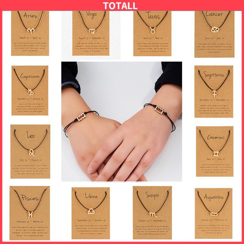 COD 12 Constellation Gelang Anyaman Wanita/pria Unisex Gelang Pesona Zodiak Yang Dapat Disesuaikan-Totall