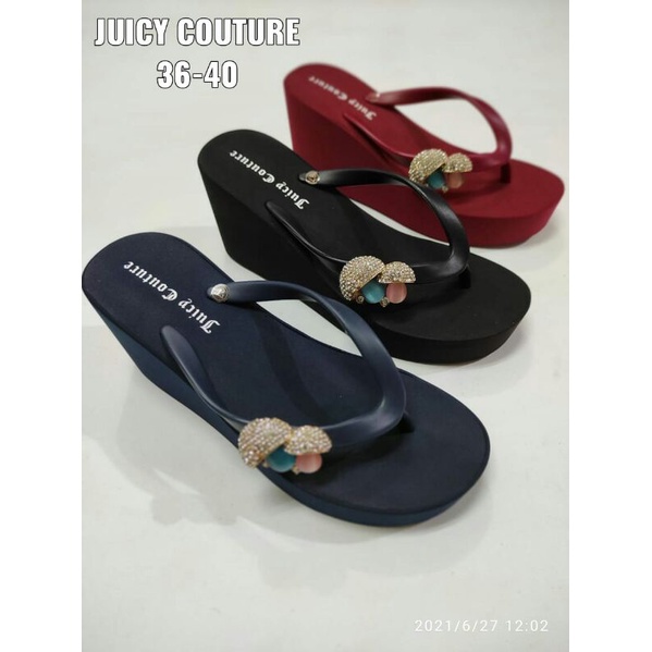 Sandal Jepit JUICY COUTURE Mushroom Jamur Wedges / Juicy Couture tali polos pin Jamur