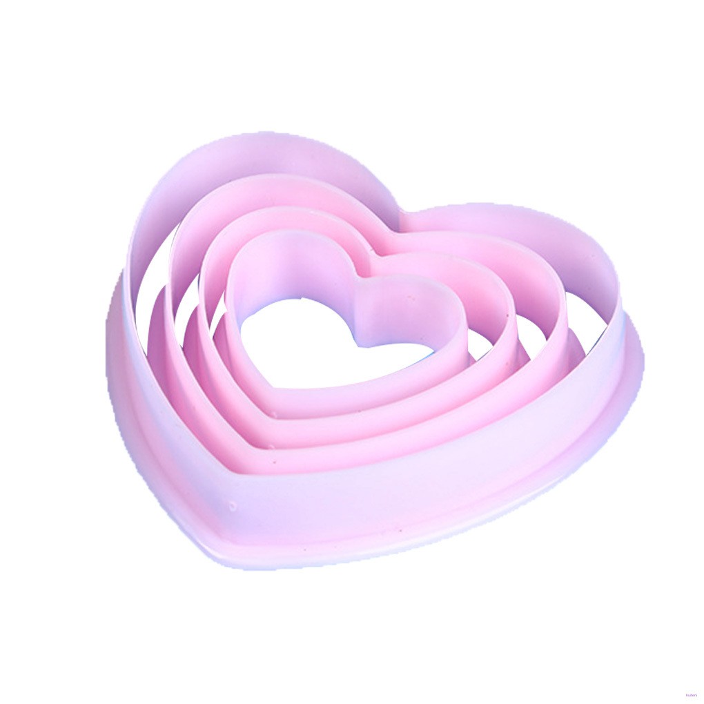 [READY STOCK] 4pcs Plastic Heart Pattern Cutting Dies Mold Set Cookie Moulds Set Cake Cutters Baking Tools