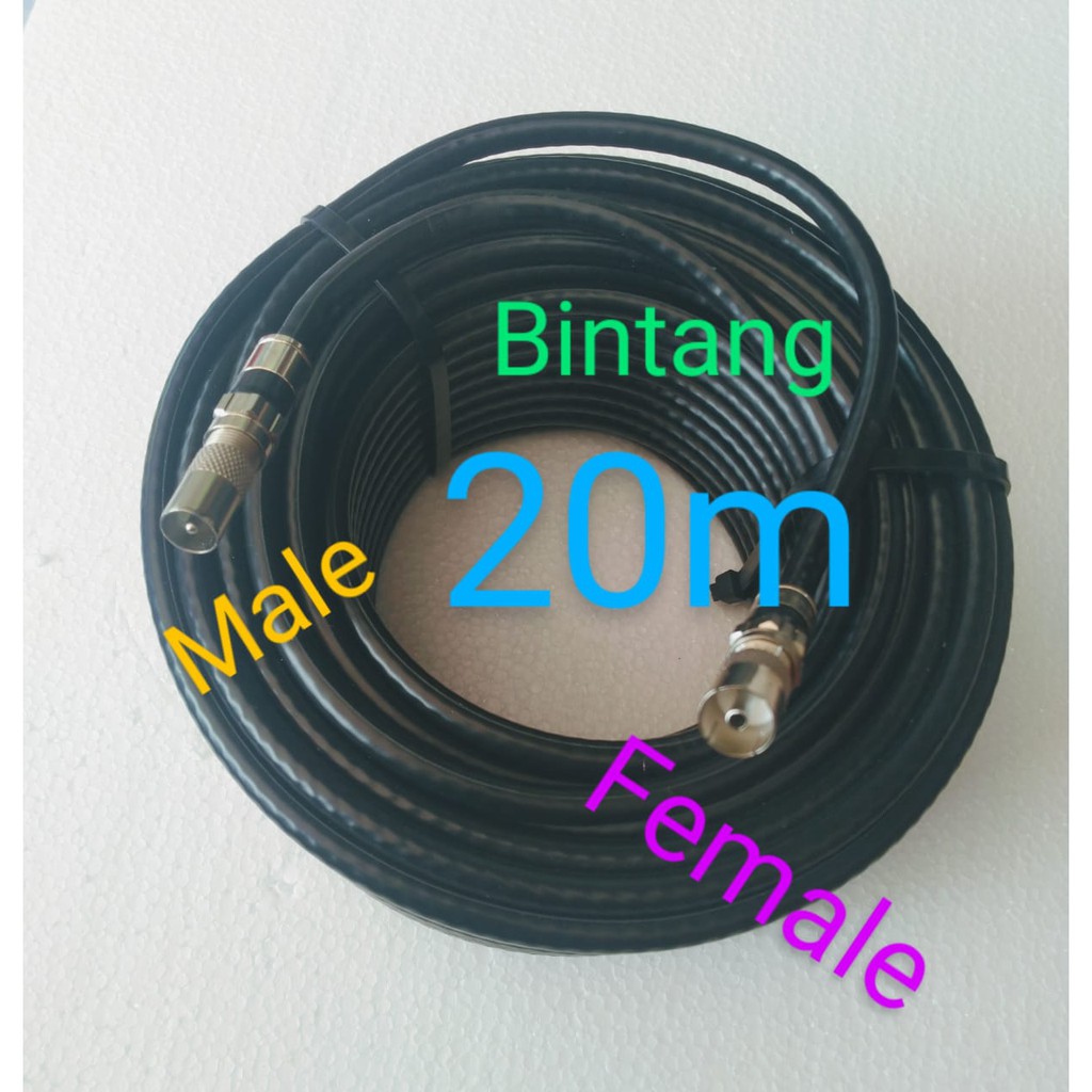 Kabel antena TV digital platinum Jack male to female 20m