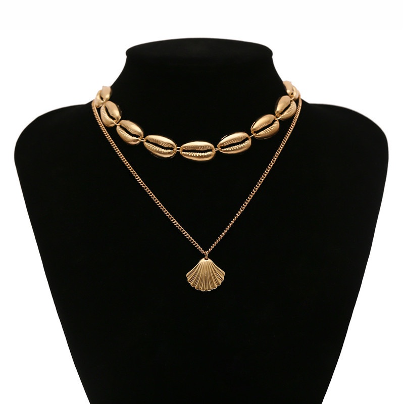 [ACKER] Summer Beach Bohemian Choker Dengan Shell Layer Necklace Untuk Wanita