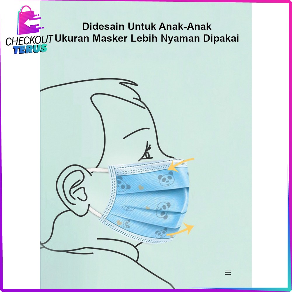 CT C262 Masker Anak 3 Ply Karakter Isi 50Pcs Masker Anak Sekali Pakai Dengan Pengait Telinga Kids Face Mask 3Ply