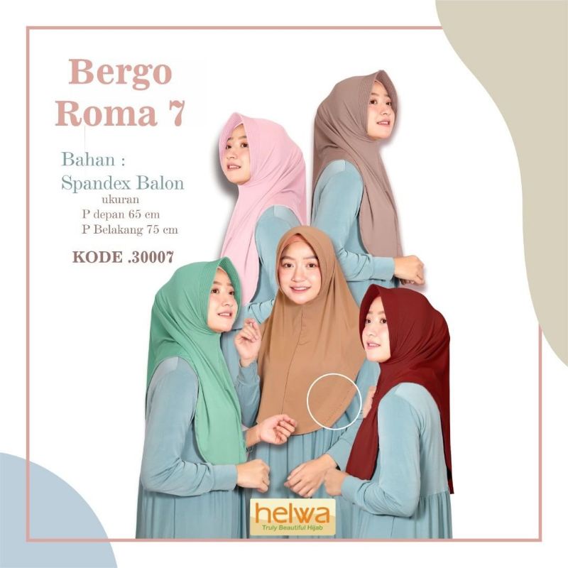 (Helwa Hijab) BERGO ROMA 7 •jilbab instan spandex balon premium•jilbab instan pet busa