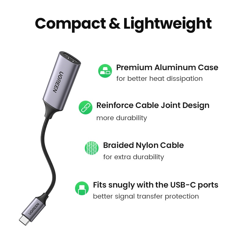 Ugreen Kabel Adapter USB Tipe C Ke HDMI 4K Untuk TV / DAC / USB / MacBook Pro / Air / iPad