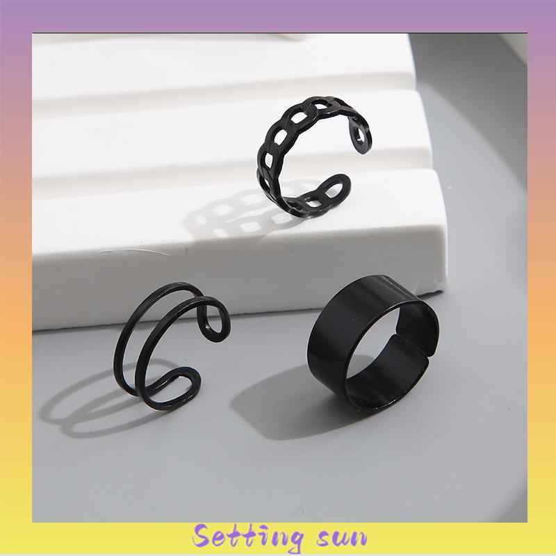 3pcs Set Cincin Jari Knuckle Gaya Vintage Punk Korea Untuk Pria Dan Cincin Wanita TN